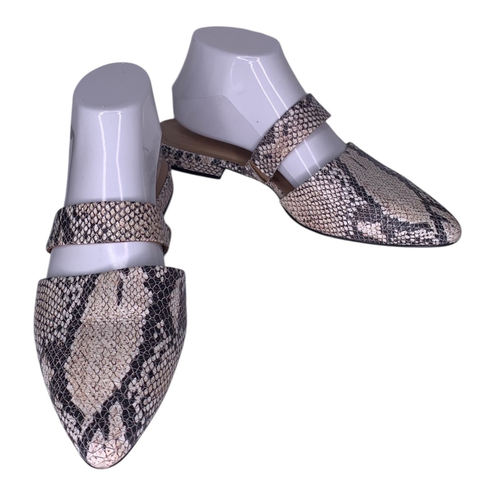 ABLE Josephine Slide Mules Snakeskin Print Pointed Toe Size 9